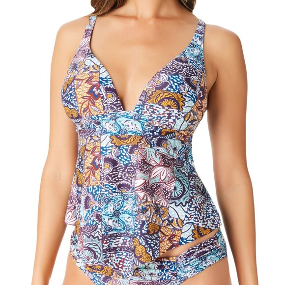 NWT Bar III Women's Bohemian Open Back Tankini Top Multicolor Size S $70 LLL372 - Picture 1 of 1